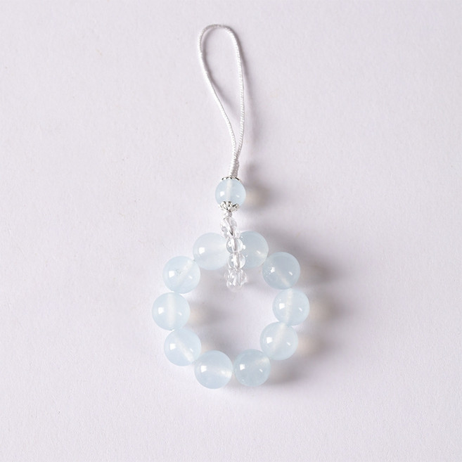 천연 원석 핸드폰 스트랩 휴대폰 줄 스마트폰 키링 by 옥연화, 1개, 밀키 블루