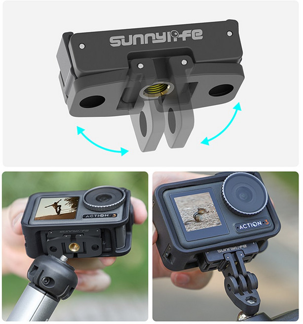 써니라이프 폴더블 마그네틱 퀵 릴리즈 어댑터/DJI 오즈모 360/액션5 프로/4 호환 액션카메라 마운트 악세사리, 블랙, AD887-B