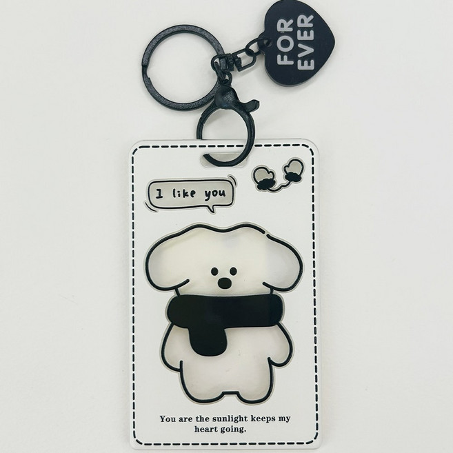 겨울 댕냥친구들 목도리 카드 케이스 명찰 교통 사원증 릴홀더, 7.강아지_하트키링_케이스, 1개