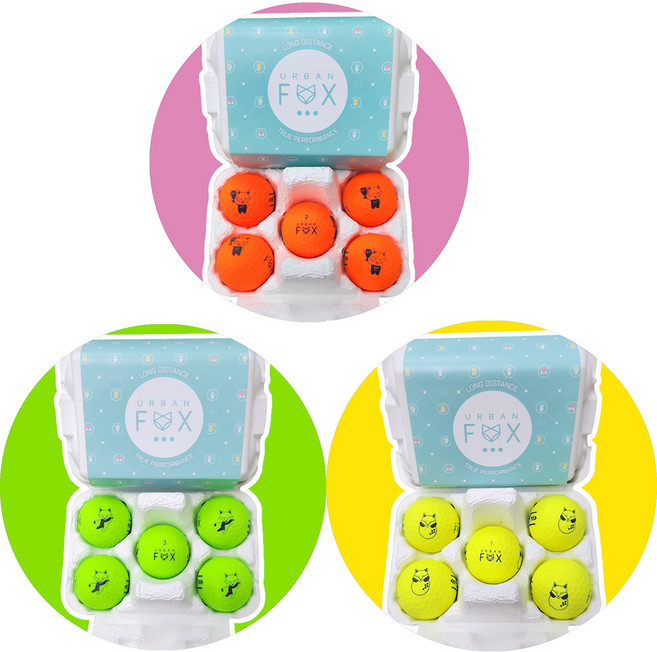 골프공선물 골프선물세트 추천 어반폭스 비비드 칼라 계란박스볼 (5구/박스), 1세트, 5개입, 그린