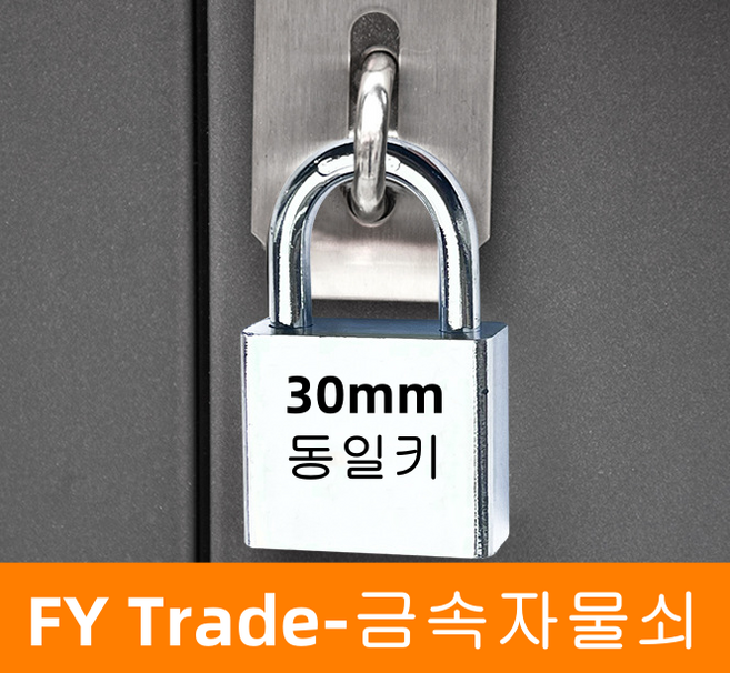 자물쇠30mm 금속동일키 메탈 소중대형 열쇠 사물함키 락커 창고 대문, 1개