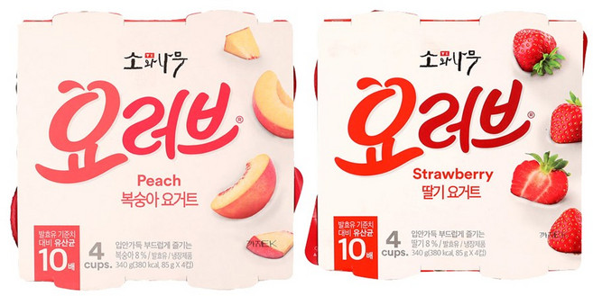 동원 소와나무 요러브 요거트 복숭아4개+딸기4개, 8개, 85g