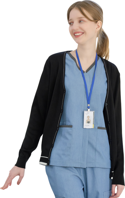 스티치 울 가디건 국내제작 간호사 간호조무사 병원 서빙복 실내 사무실가디건