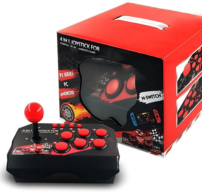 프리라이프 - 게임패드 컴퓨터 조작봉 유선 컨트롤러 아케이드 스틱, 블랙, 1개, OT113