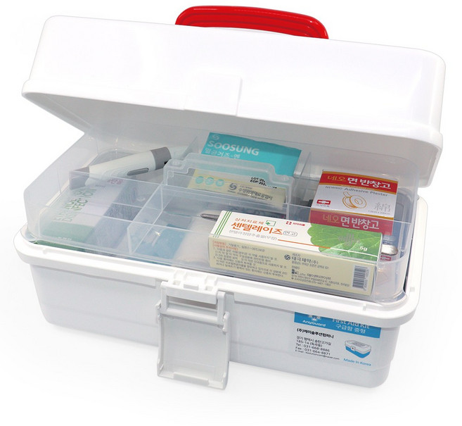 [케이솔루션] 국내산 튼튼한 가정용 구급함 구급상자세트, 1개
