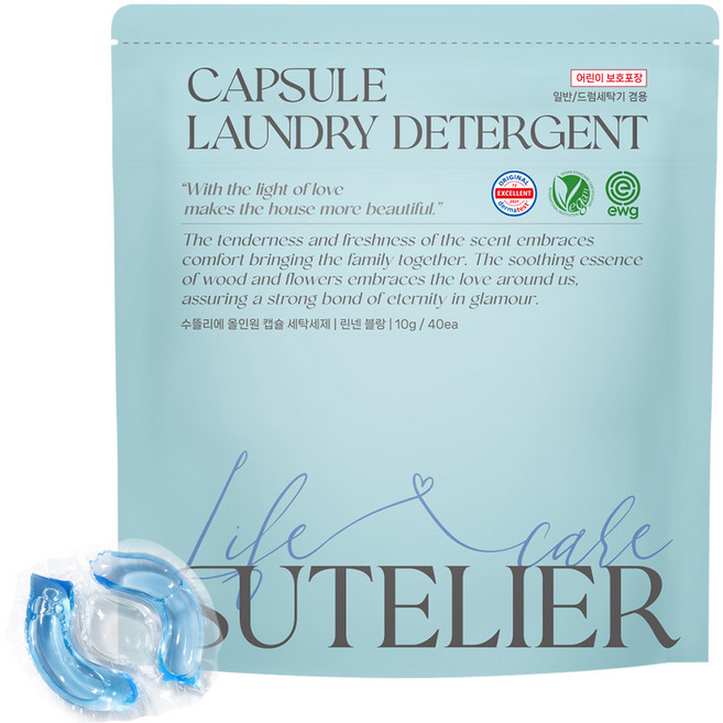수뜰리에 8in1 고농축 올인원 캡슐세제 린넨블랑, 1개, 40개입