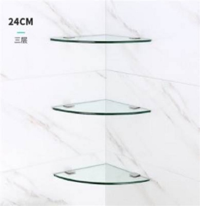 玻璃轉角架 三層 24CM, 浴室玻璃角架, 1個
