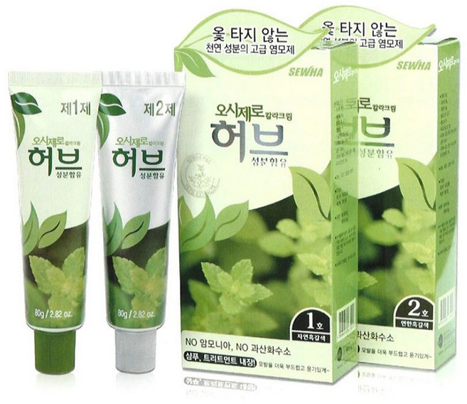 리체나 오시제로 허브 칼라크림 옻타지 않는 염색약 손소독티슈10매입증정, 1호 자연흑갈색, 5개