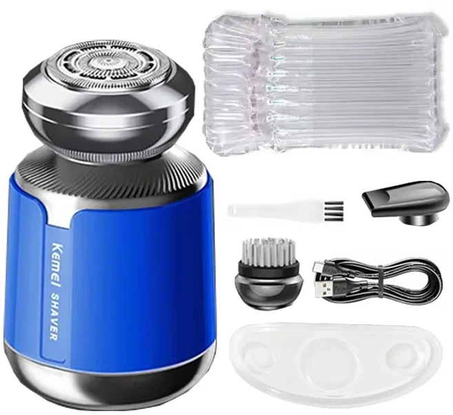 Kemei 남성용 세척 가능한 전기 면도기 키트 수염 헤어 충전식 얼굴 청소 브러시 습식 및 건식 3in 1, 02 KM3223  Without box