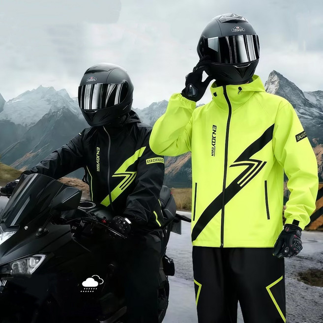가남 오토바이우의 상하의 세트 라이딩 배달 낚시 등산 작업용 방수 우비 상하의 세트, 블랙