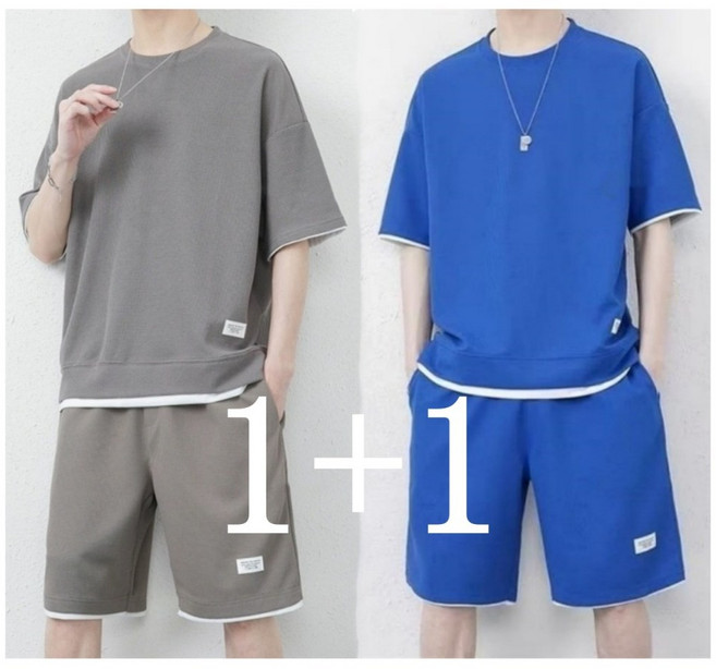 THE G&G 1+1 남여공용 캐주얼 반팔티 반바지 상하세트-G