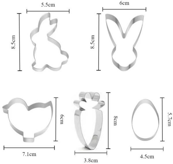 스테인레스 스틸 부활절 비스킷 커터 몰드 계란 토끼 당근 쿠키 몰드 컵케이크 장식 용품 DIY 베이킹 페이, Easter Mold-5pcs, Easter Mold-5pcs