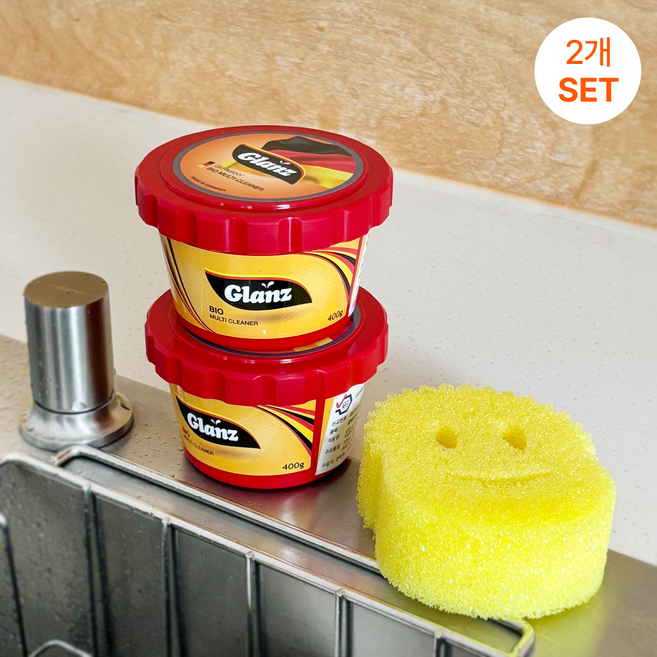 봄맞이 이벤트독일 글란츠 멀티클리너 천연다목적 세제(글란츠2개+수세미2개), 400g, 2개