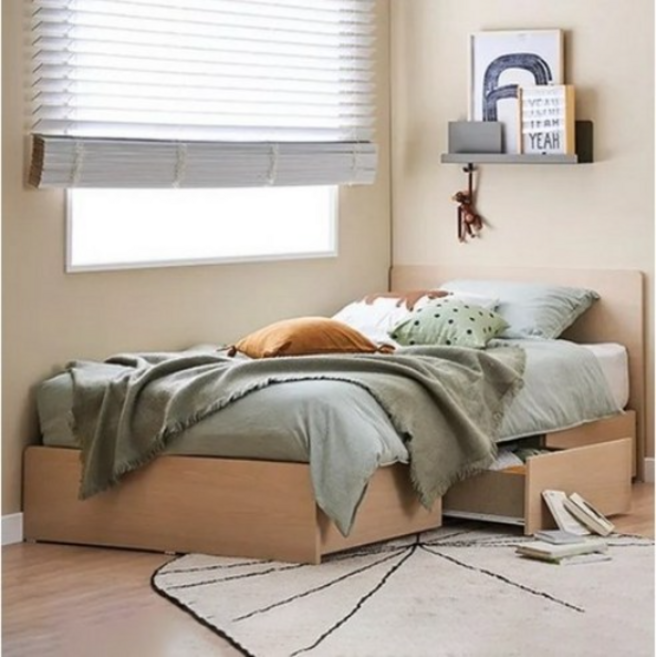 한샘 아임빅 수납침대 일반헤드형 프레임 단품, LIGHT GRAY(헤드)+OAK(하부)