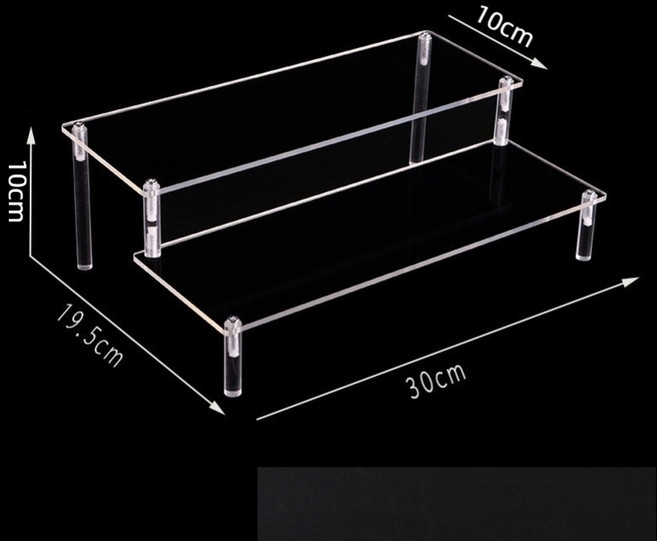 메달 걸이 아크릴 라이저 투명 디스플레이 스탠드 향수 정리함 선반 Amiibo Funko POP 피규어 컬렉션용 컵케이크, 2 Layer 30x10cm, 1개