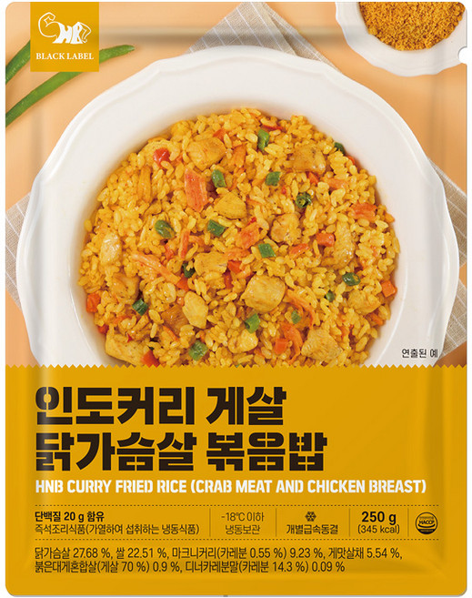 헬스앤뷰티 저당 인도커리 게살 닭가슴살 볶음밥, 18개, 250g