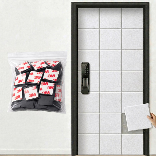 카로히포 자석 접착 겸용 쉽게 붙이는 현관문 흡음재, 12개, 화이트