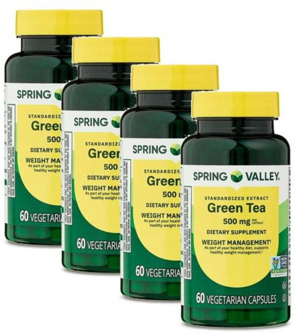 스프링밸리 녹차 추출물 500mg 캡슐 Spring Valley Green Tea Extract, 4개