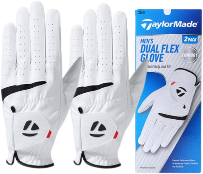 [2장세트] 테일러메이드 정품 듀얼플렉스 남성용 왼손 골프장갑, M13878 화이트 22호 2장