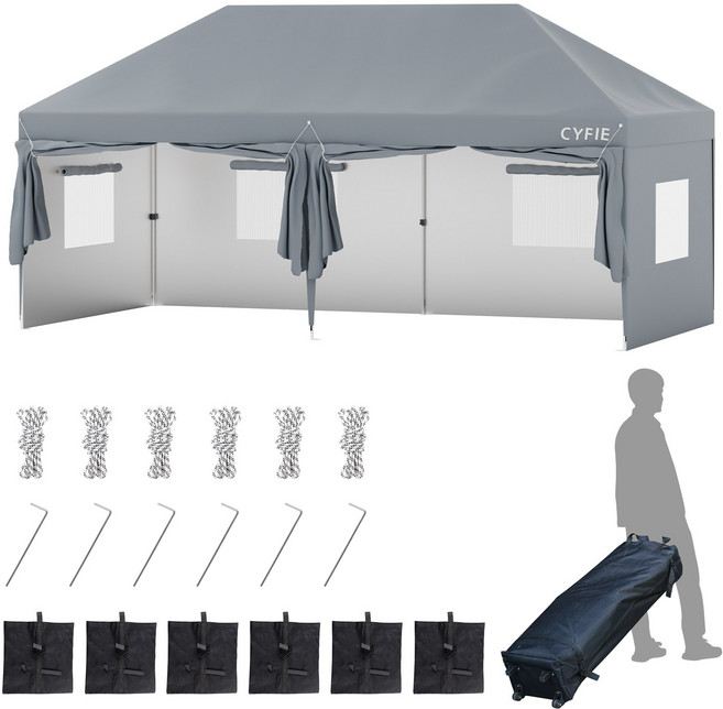 접이식 캐노피 행사용 대형 천막 휴대용 캠핑텐트 지붕 타프 그늘막 포장마차 천막 바람막이 3mx6m, 그레이