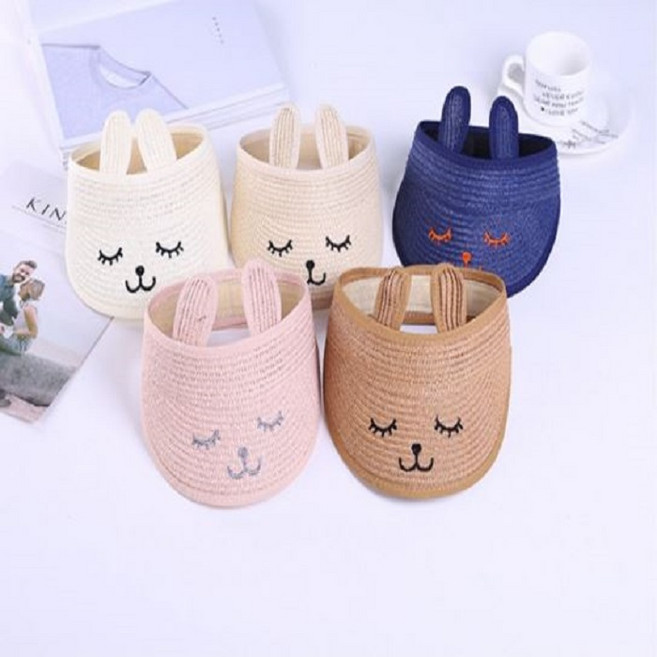 아동 토끼 돌돌이 밀집 모자 썬캡 밀짚 유아