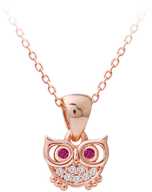 미니아트 로즈골드 부엉이 목걸이 미네르바 핑크