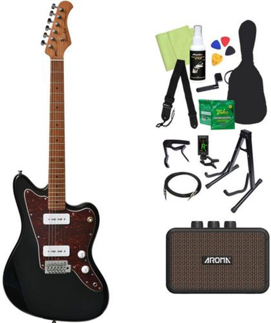 Bacchus BJM-1-RSMM 일렉트릭 기타 초보자 14점 미니 앰프 첨부 BLK 로스테드