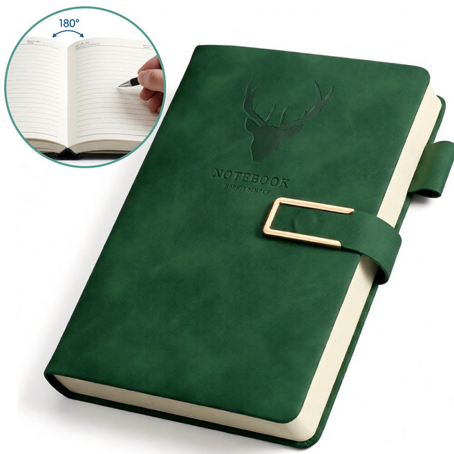 오르지 방수 가죽 다이어리 필사노트, 1개, 딥 그린