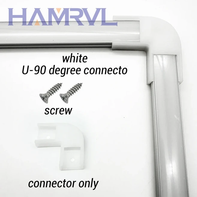 LED 알루미늄 프로파일 2-30개 팩 0.5m U V W 형태 HAMRVL 하우징 백 채널 8-12mm LED 라이트 스트립 장식, 07 White U 90 connector