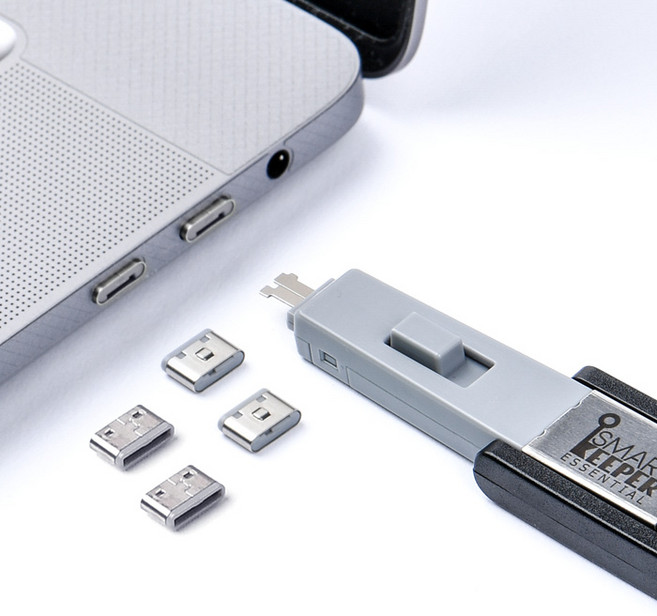 스마트키퍼 유일 국내 제조 USB-C 포트락 4P + 락키 세트 포트 보안 차단 잠금 장치 시스템 물리보안, USB-C 포트락 4개 + 미니용 키 1개, 그레이(GY), 1개