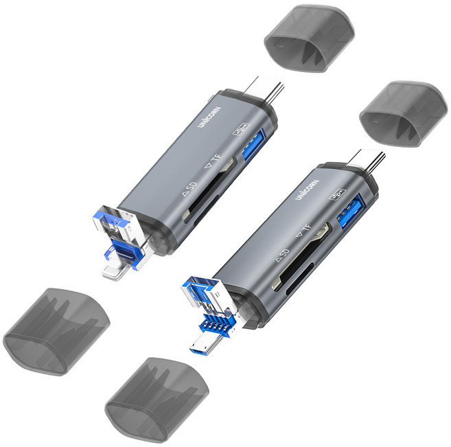 3in1 OTG 멀티카드리더기 USB A C타입 아이폰8핀 마이크로5핀, XC3000M_아이폰8핀용, 1개