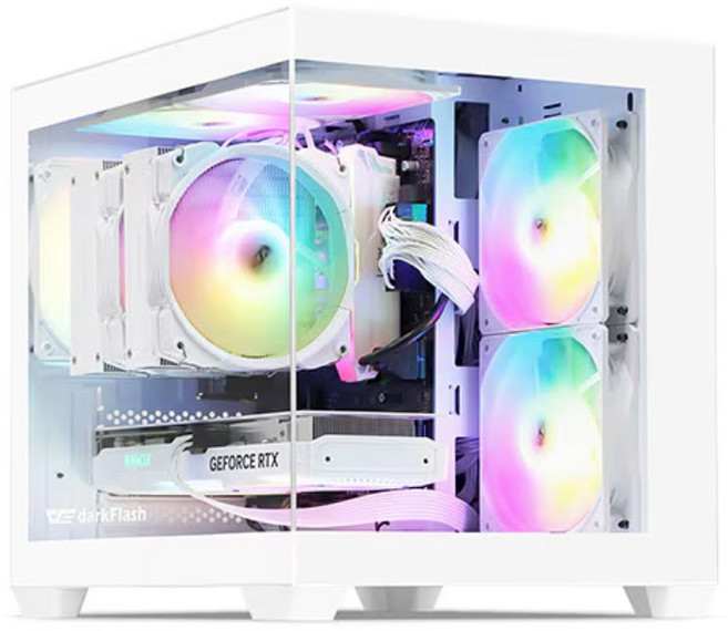 다크플래쉬 darkFlash DCM30 RGB 강화유리 미니타워 컴퓨터 PC 케이스 (화이트), 1개, DCM30 RGB 강화유리 (화이트)