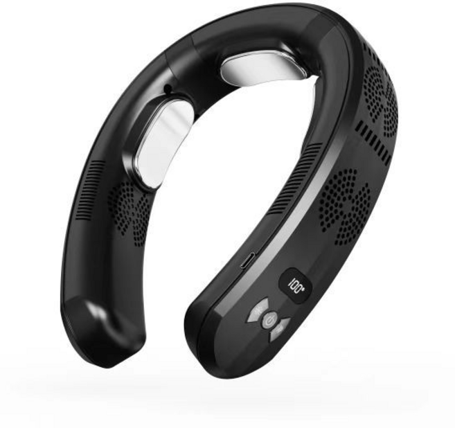 최신형 넥밴드 에어컨 급속 펠티어 쿨러 냉각패드 넥쿨러, 냉난방 겸용-3면 서큘레이션-블랙, 7000mAh