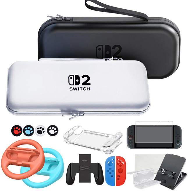 ED 닌텐도 스위치2 케이스 악세서리 세트 (화이트) 10종 풀패키지 파우치, 화이트, 1개