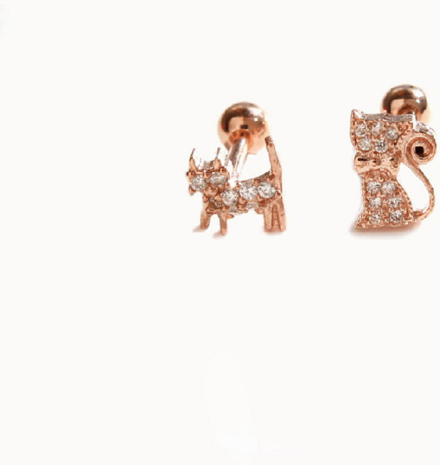 제이로렌 P0364 로즈골드 고양이 피어싱