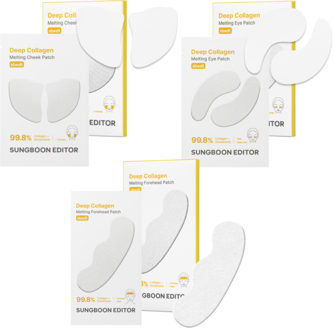 성분에디터 미백 딥 콜라겐 글루타치온 멜팅 아이 12개 + 볼 패치 12개 + 이마 패치 6개, 1개, 30개입