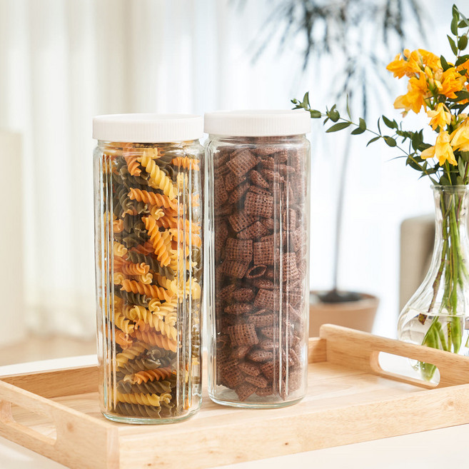 홈빙 요거트 유리병 유리밀폐용기 잼병 과일철 우유병, 1L, 3개