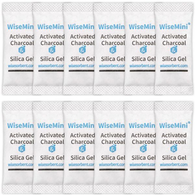 Wisesorb 300Pcs 1그램 건조제 탈취 주머니 식품 안전 건조제 팩 수분 및 냄새에 대한 높은 흡수력 실리카 젤 및 코코넛 껍질 활성탄 패킷, 100Pcs