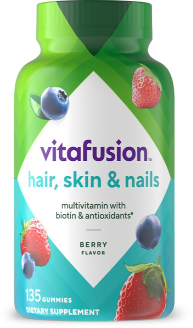 비타퓨전 고져스 헤어 & 스킨 네일즈 멀티비타민 라즈베리 맛 구미, 1개, 135정