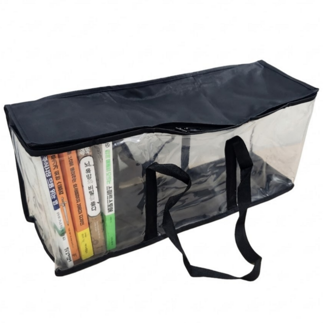 책보관함 보관가방 PVC 투명, 1개, 블랙