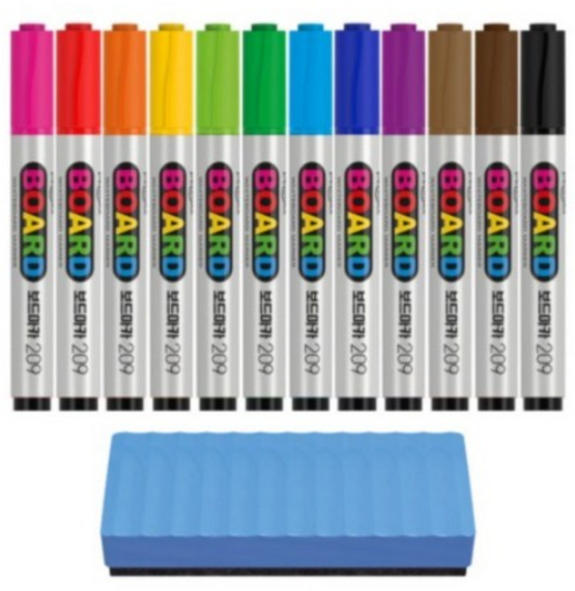 펜맥스 보드마카 209 12색 + 지우개, MIX, 1세트