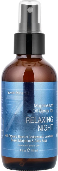 Seven Minerals Relaxing Night Magnesium Oil Spray 4 fl oz 118 ml, Seven Minerals, Relaxing Night, 118ml, 1개 - 쿠팡