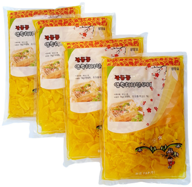 새마원 남국 관동풍 압축치자절단단무지 슬라이스 단무지 1kg 업소용, 4개