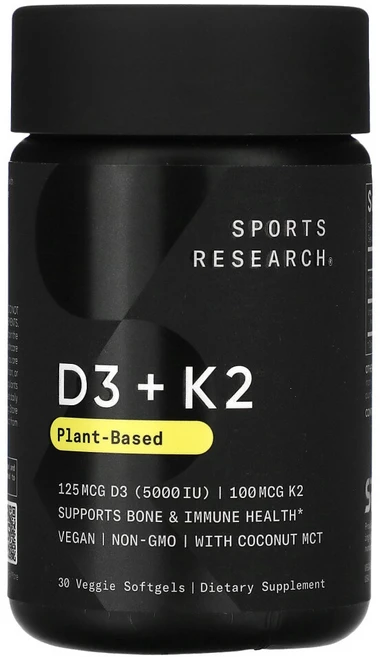 스포츠리서치 D3 125mcg + K2 100mcg 베지 소프트젤, 1개, 30정 - 쿠팡