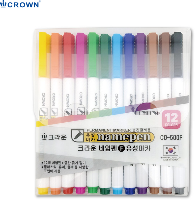 [크라운] 네임펜 F 중간글씨용 12색세트, 단품, 단품