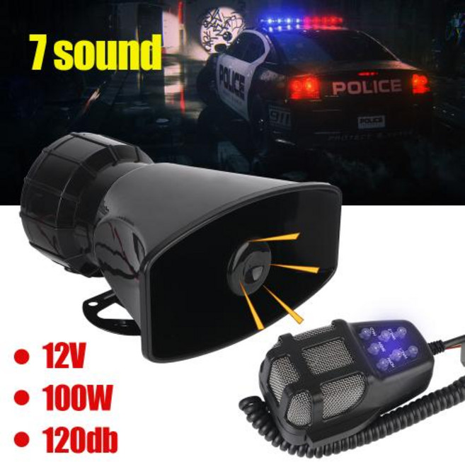 에어크락션 달팽이혼 튜닝 호환 자동차 경고 알람 확성기 단추 백라이트 멀티 톤 및 클랙슨 경적 경찰 사이렌 에어혼 스피커 120DB 시끄러운 12V 100W