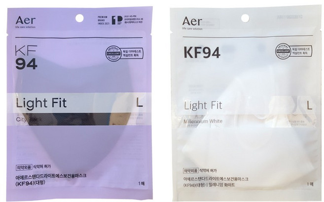 아에르 KF94 스탠다드 라이트핏 새부리형 마스크, 1개, 블랙 M