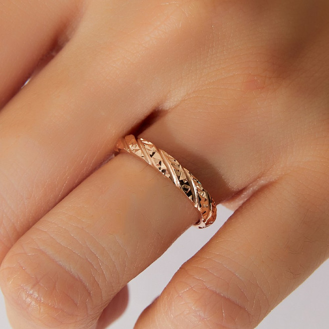 엘렌쥬얼리 14K 스텔라 컷팅 커브 미스 링 금 반지