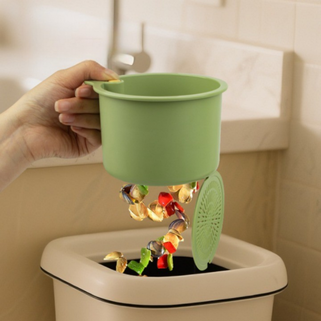 컴윗미 음식물 쓰레기 물기 제거 싱크대 거치대 걸이, 1개, 옐로우