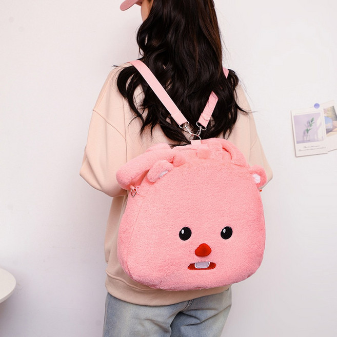 Kawaii Pororo Loopy 학교 가방 귀여운 만화 플러시 배낭 대용량 어깨 Crossbody 어린이 선물, 2, 1개